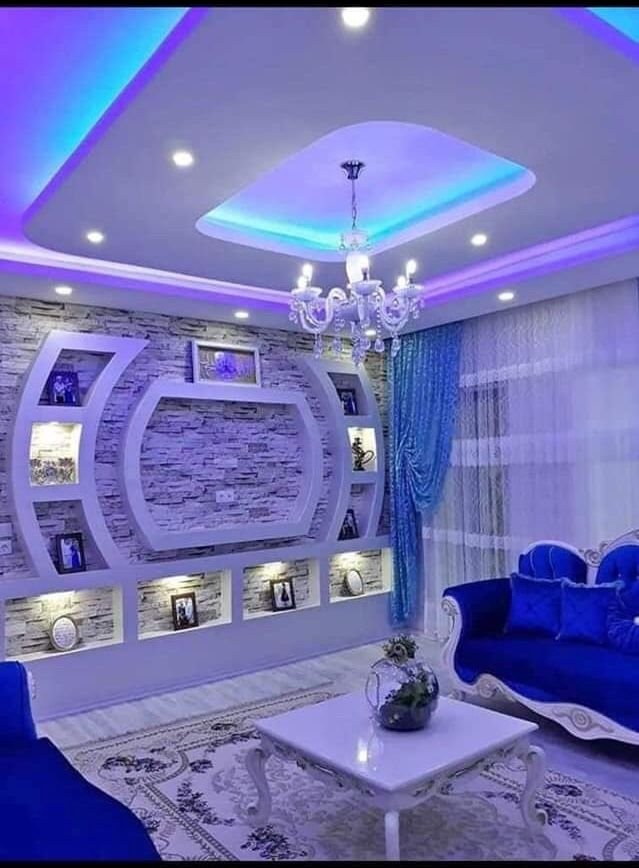 Completed Gypsum TV Wall Design project in Douala